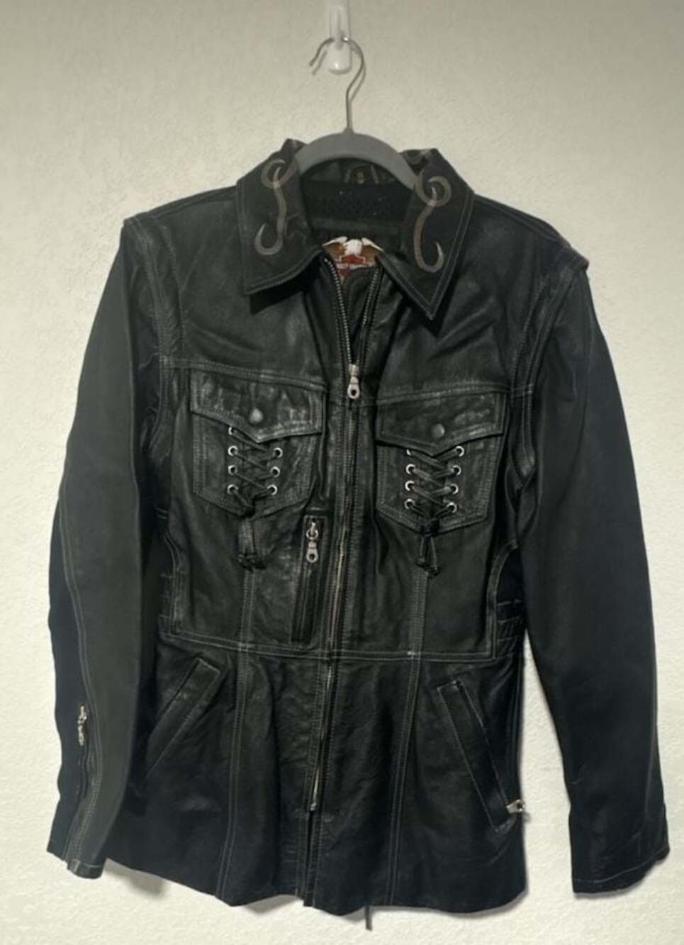 Harley-Davidson Women's Leather Motorcycle Jacket with Laced Details